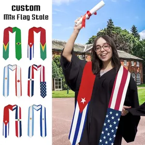 Custom Mixed 2/3/4 Flag Graduation Stole,Personalized Gifts for Student,Custom Graduation Sash for Friends,Custom Class of 2026 Flag Stole Graduation Stole