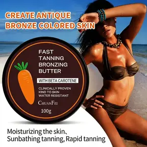 Quick Tan Copper Color Gel, Butter, Carotene & Coconut Oil, Summer Vacation Body Sunscreen Care, Waterproof Moisturizer, Glossy Skin