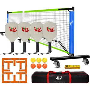 Pickleball Net for Driveway, 22FT Regulation Size Pickleball Net with Paddles Set of 4, Pickleballs and Carry Bag for Outdoor Indoor