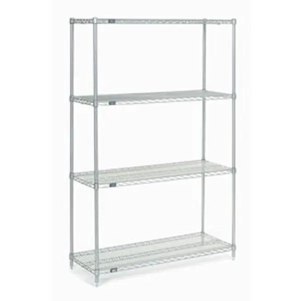 Global Industrial 21487C Nexel Electroplated Nickel-Chrome Steel Frame Wire Shelf Rack, 48x21x74 in. Unassembled Kit, Home Organiser Storage Solution