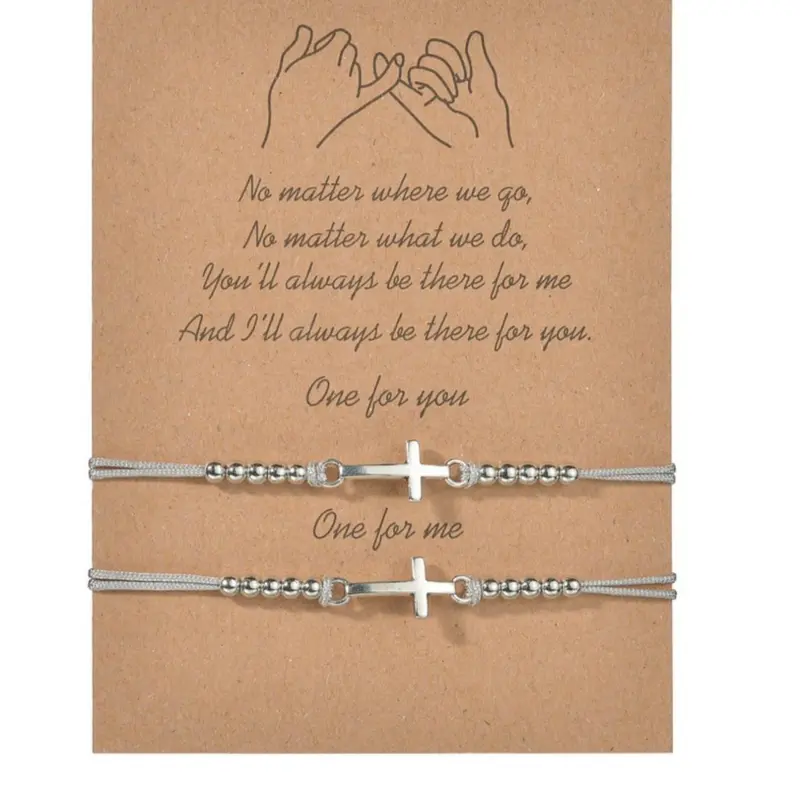 Summer Simple Plain Personalized Cross Weave Design Beaded Bracelets, Adjustable, Bracelet For Couples, Couple Or Friendship Bracelets Set, Fashion Creative Alloy Accessories Gift, Valentine's Day, Gift, Bracelet Sets