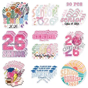 30 Pcs Senior 2026 Stickers, Colorful Floral Class of 2026 Stickers for Students Teachers, High School DIY Graduation Gifts, Senior Decals Decorations for Laptop Water Bottle Album Tablet, Versatile