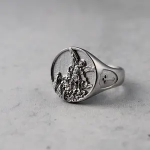 Silver Saint Michael Signet Ring
