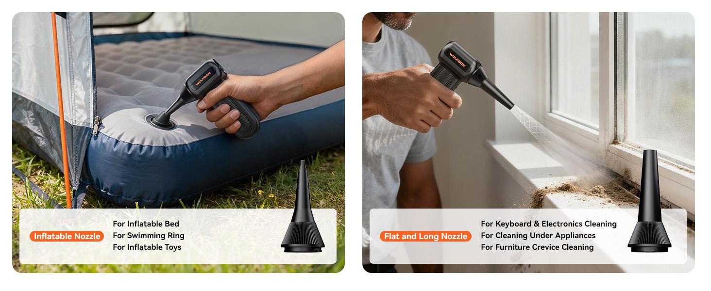 WOLFBOX MF100 Electric Air Duster-150000RPM Super Power Cordless Air Duster, Rechargeable Brushless Motor Durable Blower, 3-Gear Adjustable Dust Blower for Computer, Keyboard, Outdoor, House and Car