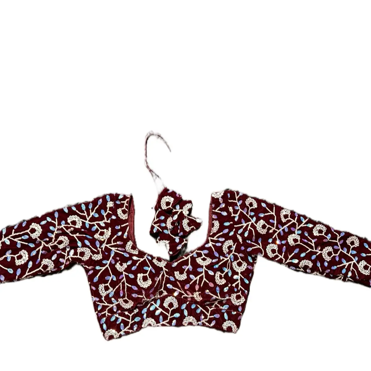 Women's Velvet Long Sleeve Blouse - Heavy Threats Work blouse- Top, Shirts