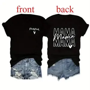 Ladies' Fashion Mama T-Shirt, Perfect Mother'S Day Gift And Casual Wear, Double-Sided Printed T-Shirt with Round Neck And Short Sleeves,High-Quality Leisure Sports, Fashionable Single Piece Soft Casual Everyday Gym Shirt | Unisex for Men & Women