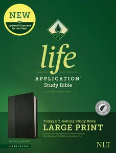 NLT Life Application Study Bible, Third Edition, Large Print (Leatherlike, Black/Onyx, Indexed) -- New Living Translation - Bible