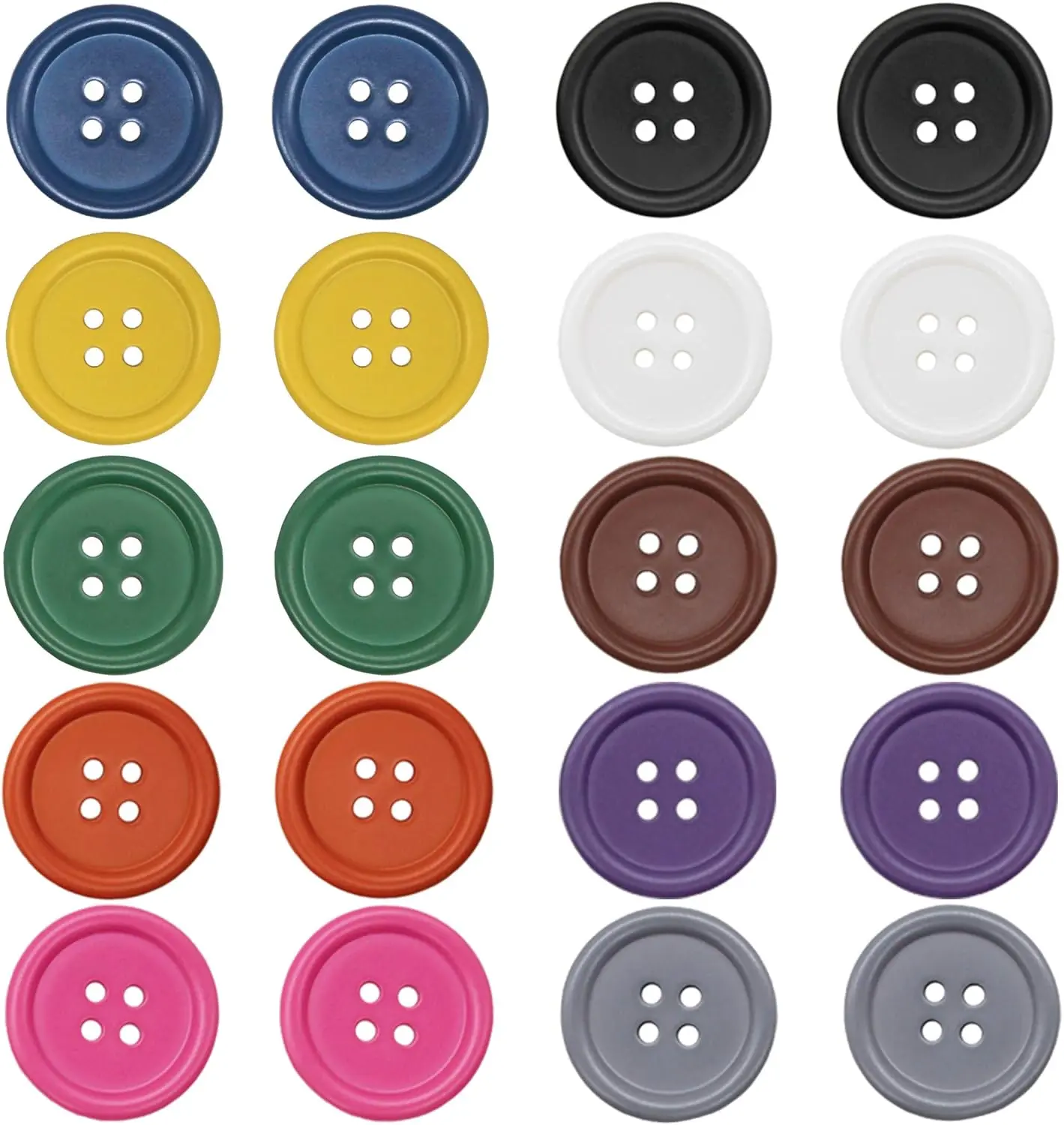 50 count 25mm 1 Inch Buttons for Crafts, Large Buttons 4 Hole Round Sewing Buttons Mixed Spray Colored Craft Buttons for Sewing Scrapbooking and DIY Crafts (Each Color 5 count)