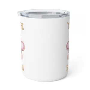 Tis the Season Pink Gingerbread Cookie Seasonal Insulated Coffee Mug, 10oz