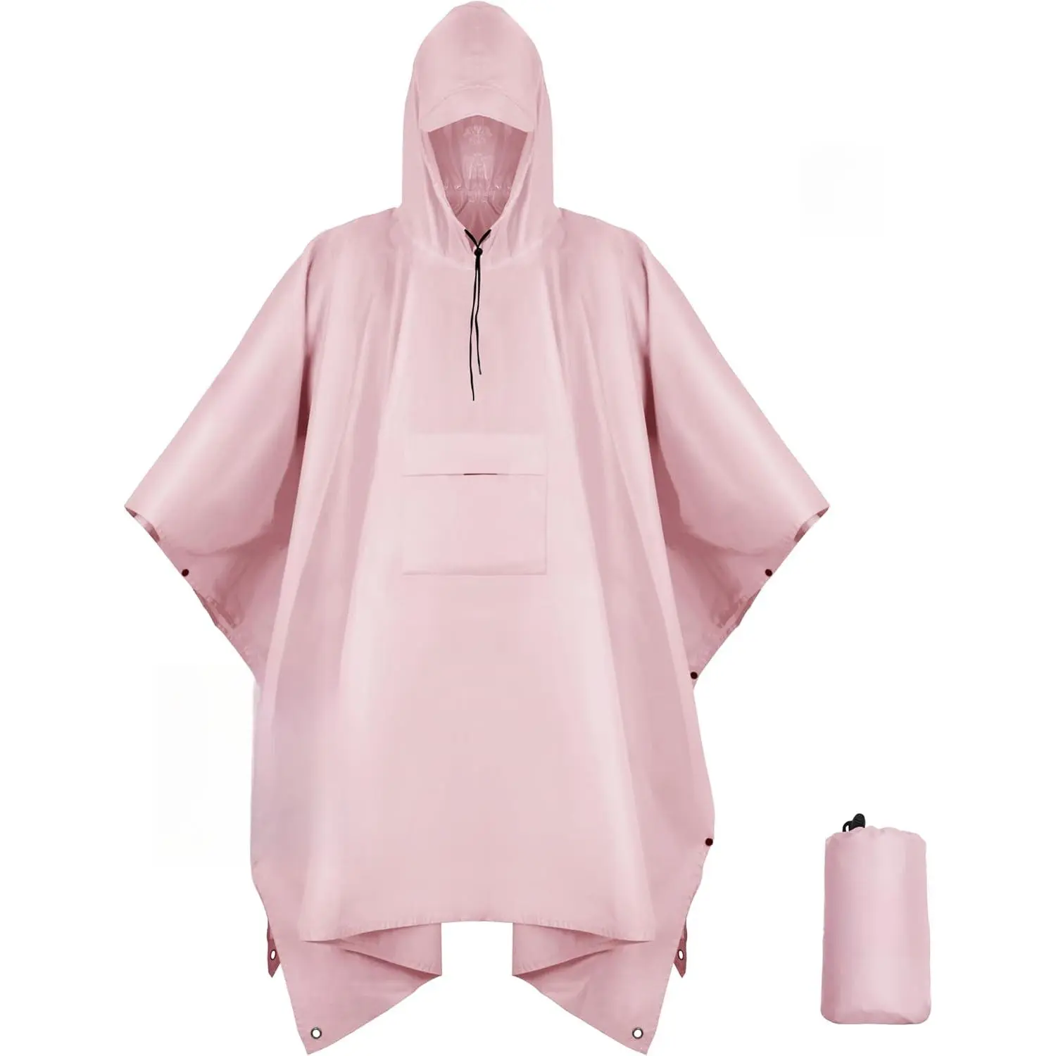 Unisex Hooded Polyester Rain Poncho - Lightweight Waterproof Easy-to-Carry Rainwear with 1 Pocket & Brim, One Size Motorcycle Riding Gear for Climbing & Outdoor Activities