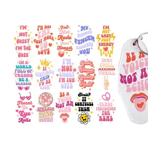 Random 50pcs UV DTF Wrap Keychain Stickers or Keychains