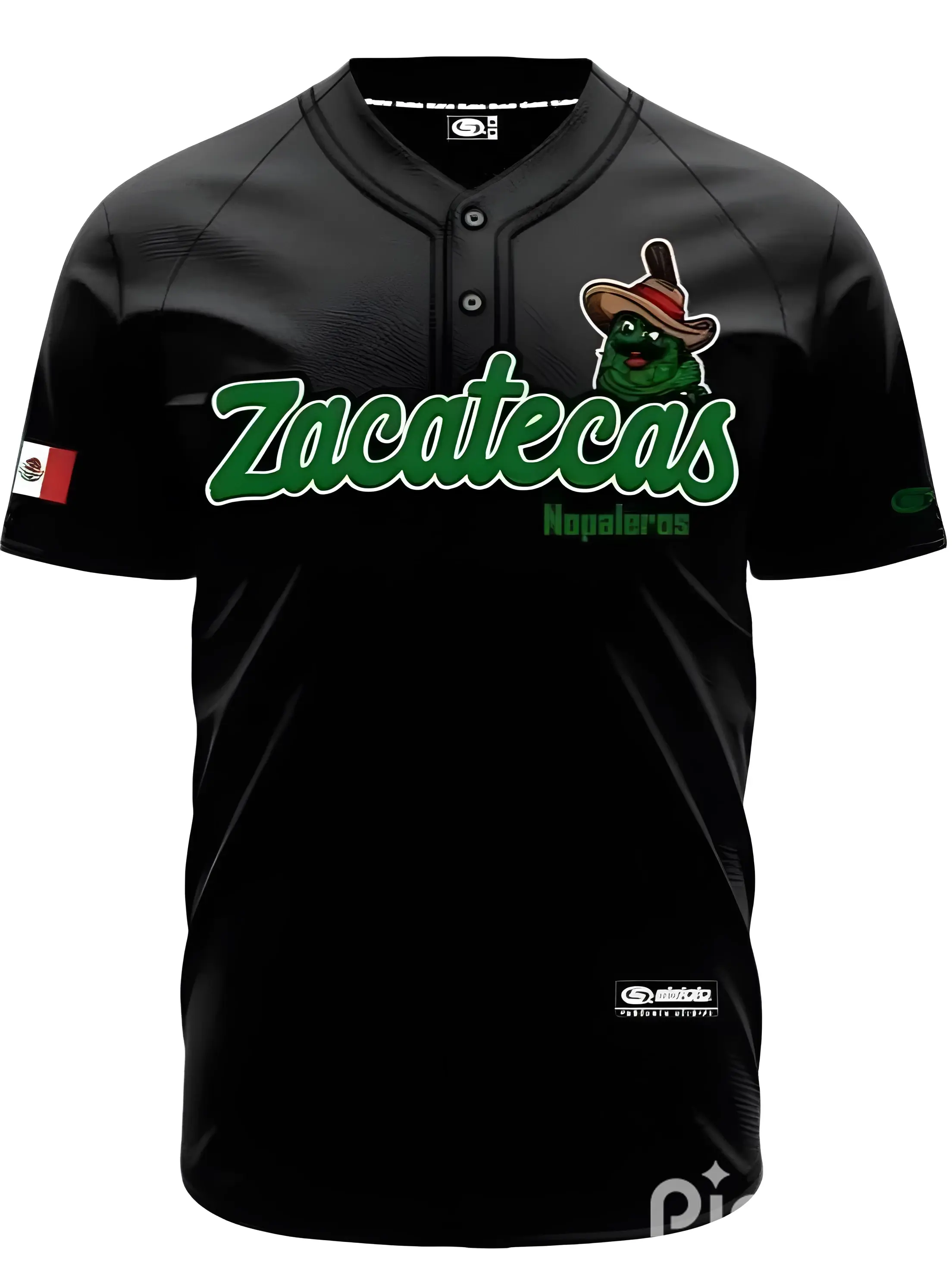 Nopaleros Jersey ((BLACK)) (Zacatecas) - Unisex Short Sleeve Jersey Black Fitted Breathable Jersey for Baseball & Softball Activities