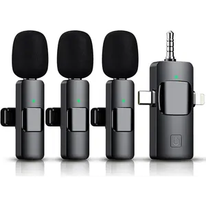 3 in 1  Lavalier Microphone for , iPad, Android, Camera,12-Hour , mini Noise Reduction Recording Mic 2.4G Ultra-Low Delay, Microphone for Vlog/ /YouTube Live Stream( 3 Mic)