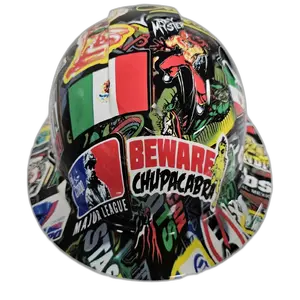 Mexican Lucha Libre Sticker Bomb - Custom Hydro Dipped Full Brim Hard Hat