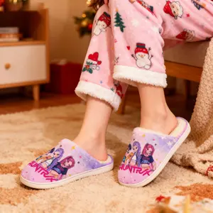 Little Big Kids Slippers KPop Demon Hunters Full Wrapped Toddler Slippers Boys Girls Non-slip Winter Comfortable Winter House Shoes