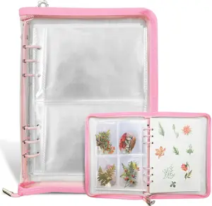Sticker Storage Organizer Binder A5 Sticker Collecting Book Zipper Album for Adult with Blank  Release Paper and Pocket Pages ()
