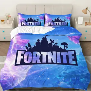 3PCS Duvet Cover Set, Bed Sets, Decorative Duvet Cover, 1 Duvet+2 Pillowcases(Without filler), Fortnite Gaming Galaxy Space Fantasy theme, Soft Microfiber Teen Dorm Gift decoration Bedroom College Dormitory Game Room Lounge