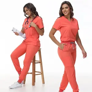 Brand new surgical suit medical uniform stretch top with pocket pants nurse suit doctor surgical overalls scrubs women Casual Womenswear