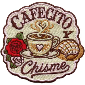 Cafecito Y Chisme Patch Cherished Latin Ritual Embroidered Iron-On