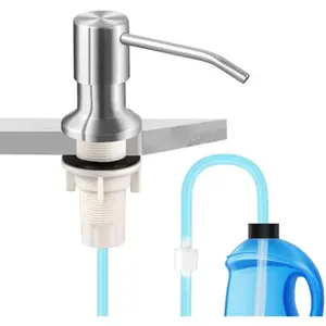 Dish Soap Dispenser for Kitchen Sink, 47" Tube Kit Direct Connect Pump to Soap Bottle, Brushed Nickel