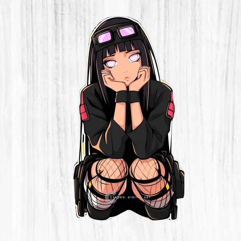 Hinata Hyuga Tactical Outfit Sticker, Naruto Anime Goth Style Girl