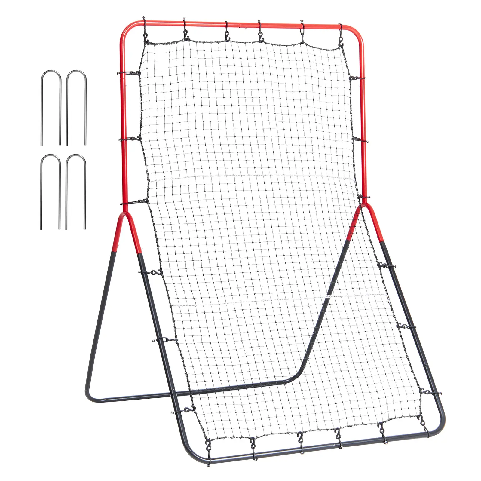 4x5.5 ft Baseball Pitchback Net, Portable 3-Way Rebounder with Steel Frame & PE Netting, Training Equipment for Softball Fielding & Throwing Practice