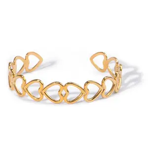 Gold cuff Heart bracelet for women delicate open bracelet Jewelry Gift