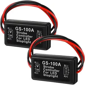 2 PCS Car Brake Light Flasher Strobe, 12-30V Vehicle Tail Stop Lamp Flash Controller Module, Automotive LED Brake Light Flashing Accessories, Universal for SUV RV Truck