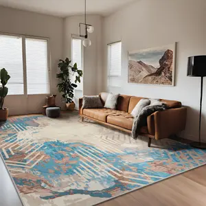 9x11 Abstract Print Style Faux Cashmere Rug Machine Washable Non-Slip Cozy Durable for Children's Bedrooms Nurseries Classrooms Playrooms Foyers,Blue,Grey,Yellow,Orange,4x6, 5x8, 6x9, 7x10, 9x11 Feet