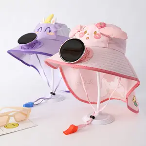 Children's sun hat with fan, open-top, summer new model, for babies, kids, boys, and girls