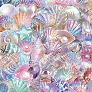 50 Sheets Colorful Shell Pearl Stickers, Decorative DIY Scrapbooking Supplies, Student Craft Stickers, Adhesive Decals for Crafts & Projects