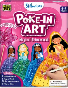 Poke-in Art -Magical Princesses Easter Basket Stuffers Mess-Free Fun for Kids DIY Craft Kits Creative Activity Gifts for Girls & Boys Ages 4, 5, 6, 7, 8, 9