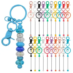 20 Pcs Beadable Keychains Bulk Set,DIY Keychain Making Supplies with Metal Blanks for Crafts,Jewelry,Charms,Custom Projects,Blank Chain Bars for Beaded Keychain Design,Christmas Party Gifts,Hand Tools Kits
