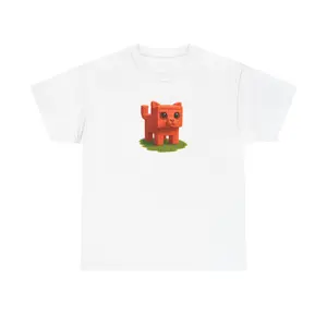 Kitty Minecraft T-Shirt, Cat Lover Gamer Tee, Cute Animal Graphic Top, Unisex Heavy Cotton, Birthday Gift Shirt