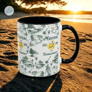 Masters Golf Tournament 2026 Inspired Accent Mug, Retro Green Golf Coffee Cup for Dad, Classic Golfer Gift for Him, Ceramic Tea Mug for Golf Lovers and Fans