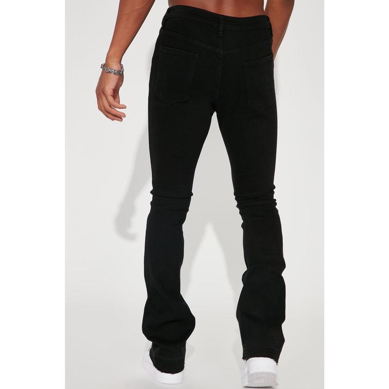 Cornell Stacked Skinny Flare Jeans - Black