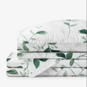 Botanic Meadow Premium Smooth Wrinkle-Free Sateen Bed Sheet Set - Evergreen, Twin