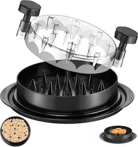 8-Inch Chicken Shredder & Meat Puller, Chicken Breast Shredder Tool with Clear Lid, Ergonomic Non-Slip Design, Easy to Clean, Twist Shredding for Cooked Chicken, Poultry, Beef & Pork, Black, Durable Kitchen Meat Shredder Tool