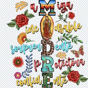 Dia de Las Madres Direct-to-Film (DTF) Heat Transfer Sheet, 22x60 in Pre-Made Full-Size Ready-to-Press Gansgheet for Professional Film Projects & DTF Transfers