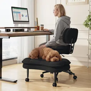 Raybee Furniture Swivel Cross Legged Meditation Kneeling Chair with Wheels, ADHD Chair with Height Adjustable Seat for Relaxation, Vanity, Home Office Desk Chairs