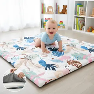 PaPaMat 1.5" Thick Baby Play Mat, 50x50 Large Foam Floor Mat with Removable Washable Cover, Extra Soft & Safe for Crawling, Easy-Clean Playpen Mat for Living Room