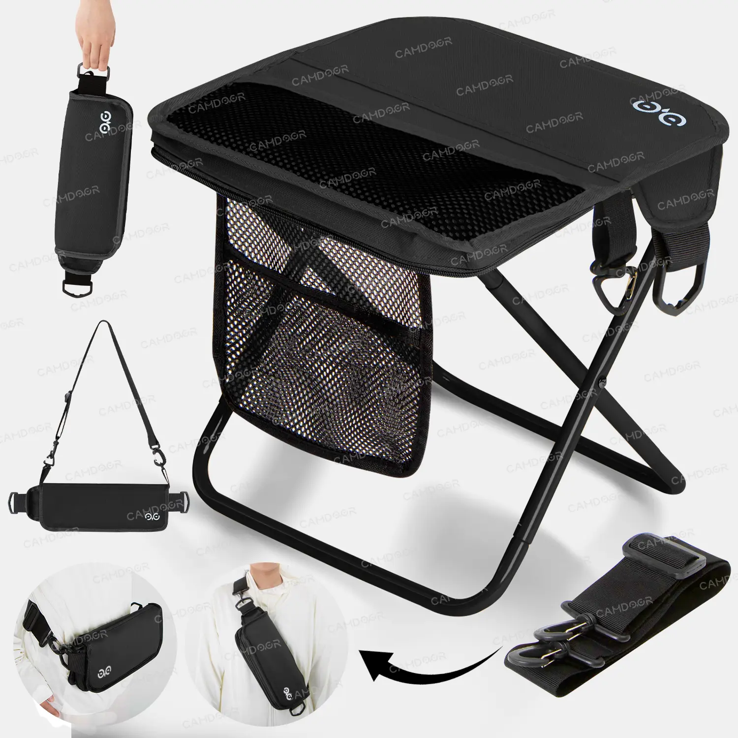 【TikTokShopSummerSale】Taburete de camping con bolsa de transporte, diseño ultraligero y compacto, soporta hasta 400 libras, silla de exterior con bolsillos laterales para viajes, barbacoa, pesca, playa, picnic