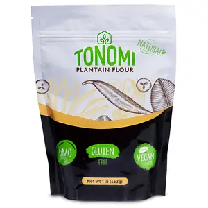 Tonomi All Natural Plantain Flour, Certified Grain and Nut-free, Non-GMO, Gluten-Free All-Purpose Flour alternative for Cooking, Baking, Paleo Diets, Kosher & Halal Verified | 1lb Bag