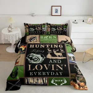 Big Pike Fish Full Size Bedding Set,Deer Comforter Set,Fish and Hunt Comfortable Bedding,Fish Fishing Comforter,Super Soft Full Size Bedding Sets