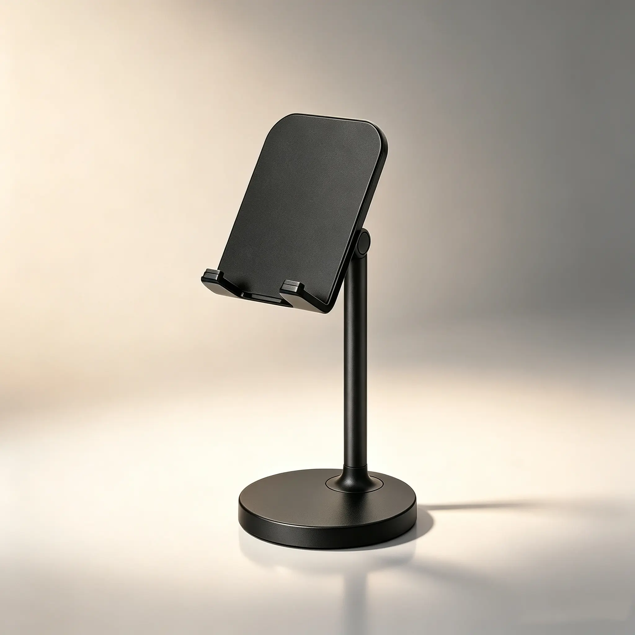 Alloy Desktop Phone Mount - Black, Adjustable-Angle, Rubber Non-Slip, Scratch-Resistant Portable Phone Accessory, Accessories