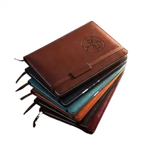 Premium Quality A5 Faux Leather Notebook, Simple Style, 200 Thick Pages, Threaded Bind, 148mm x 210mm, 6 Classic Colors, Logo Customizable, Office Stationery for Professionals, Daily Use