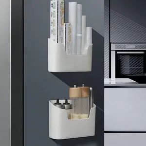 Wall-Mounted Storage Box, Space-Saving Organizer, Kitchen & Bathroom Shelf, Adhesive Wall Holder, Ideal for Home Decor