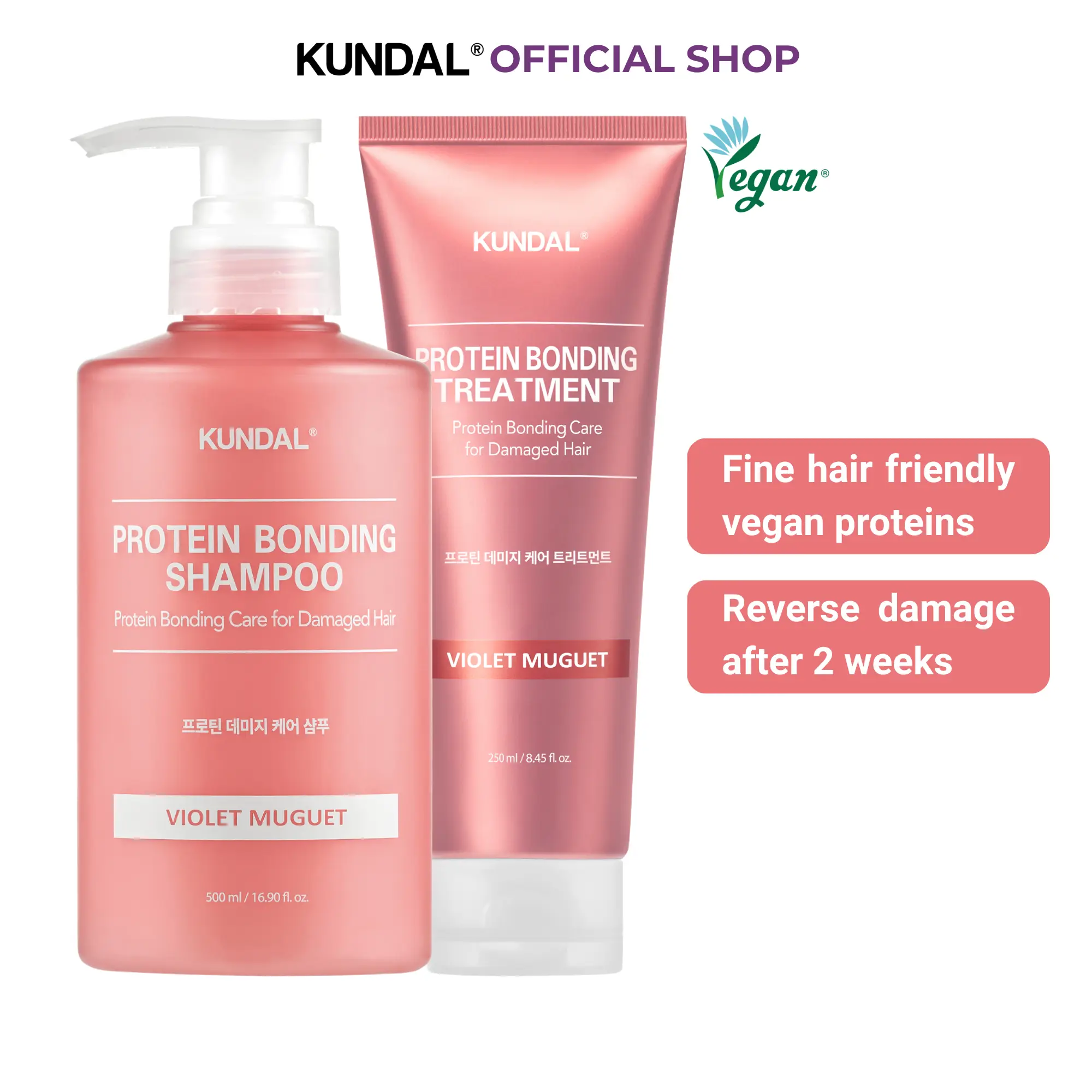 PROTEIN BONDING SET SHAMPOO 16.9fl. oz. + TREATMENT 8.45fl. oz.- [2 scents] for Damaged, Dry & Frizzy Hair – Repair, Strength & Smooth Care
