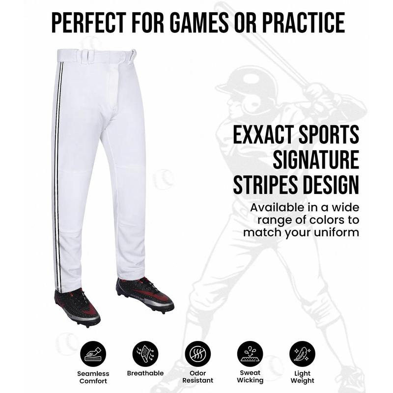 Proline Adult Full Length Baseball Pants with Stripes (White) Fabric Menswear Trouser Elastic