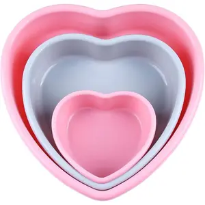 3 count  Heart Cake Molds for Valentine's Day 10 Inch 8 Inch 5 Inch Nonstick Heart Shaped Cake Pans for Cheesecake and Brownies - Baking  for Loved Ones